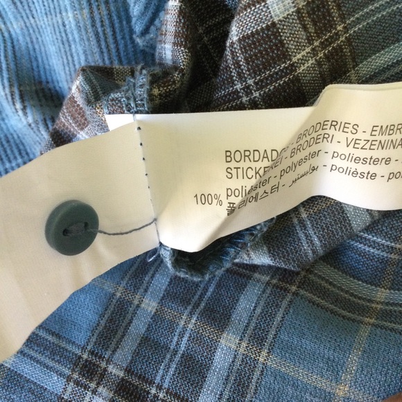 Zara Shirt Blue Plaid Top Long Sleeves size XS - Picture 5 of 7